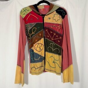 Vintage 90s Avatar Patchwork Zip Up Hoodie